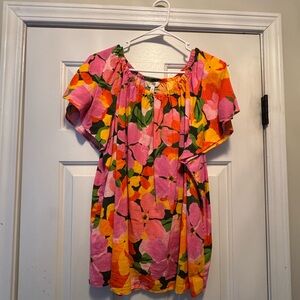 Terra & Sky Floral Pink and Orange Blouse